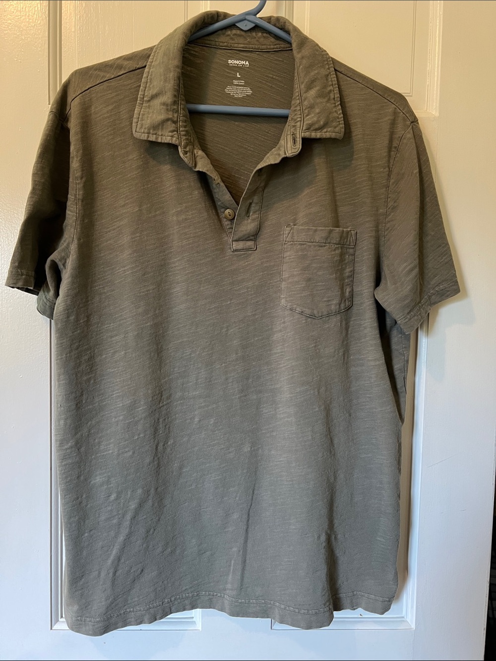 Sonoma Men's Short Sleeve Pocket Polo in Olive